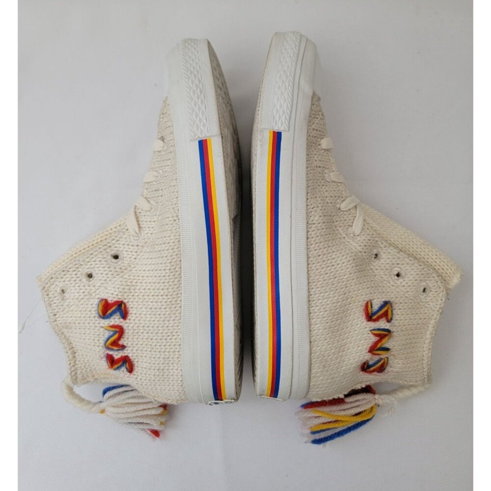 RARE Sneakersnstuff x Converse Chuck Taylor LOVIKKA Cream Knit Wool Hi Top Sz 7W - Picture 4 of 12